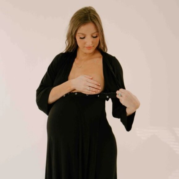 NWT - Lila Labor & Postpartum Gown, Black – Slim Petite (00- 2) - Picture 3 of 8